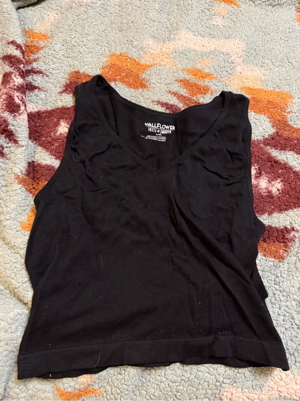 Wallflower Black Ribbed V-Neck Tank